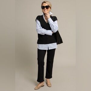 NWT Le Lis Layered Sweater Vest Top Black Size Small Oversized